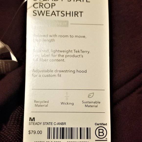 Athleta Steady State Crop Sweatshirt Hoodie , sz M - Picture 10 of 11